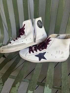 Golden Goose FRANCY Leather High-Top w/side zipper entry and shearling tongue